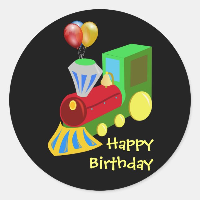 Birthday Train Celebration Classic Round Sticker (Front)