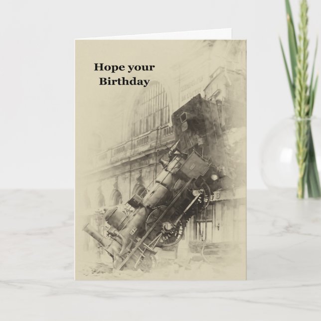 Birthday Train Wreck Train Railway Crash Card (Front)