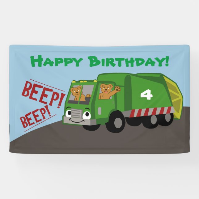 Birthday Trash Truck Banner (Horizontal)
