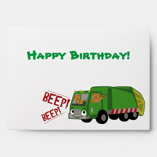 Birthday Trash Truck Envelope (Front)