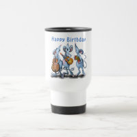 Birthday Travel Mug with Funny Mouse Music Band
