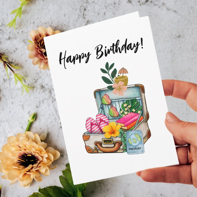 Birthday Travelling Mum Suitcase Fun Cute Photo Card (Creator Uploaded)