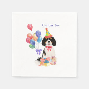 Birthday Tri Cavalier King Charles Spaniel Napkin