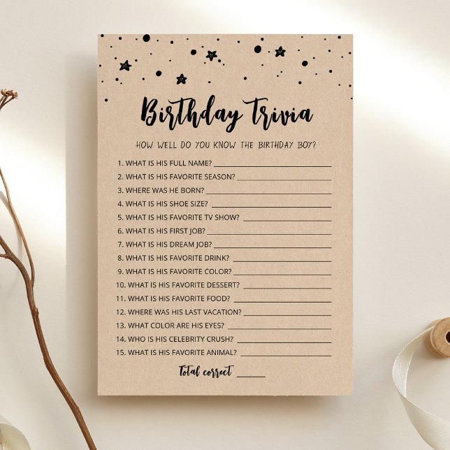 Birthday Trivia editable game Card (Creator Uploaded)