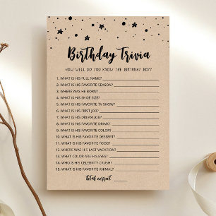 Birthday Trivia editable game Card