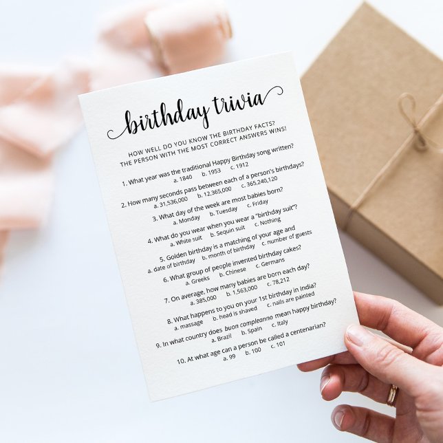 Birthday Trivia Game with Answers Birthday Card (Creator Uploaded)