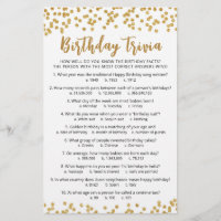Birthday Trivia Game with Answers Birthday party