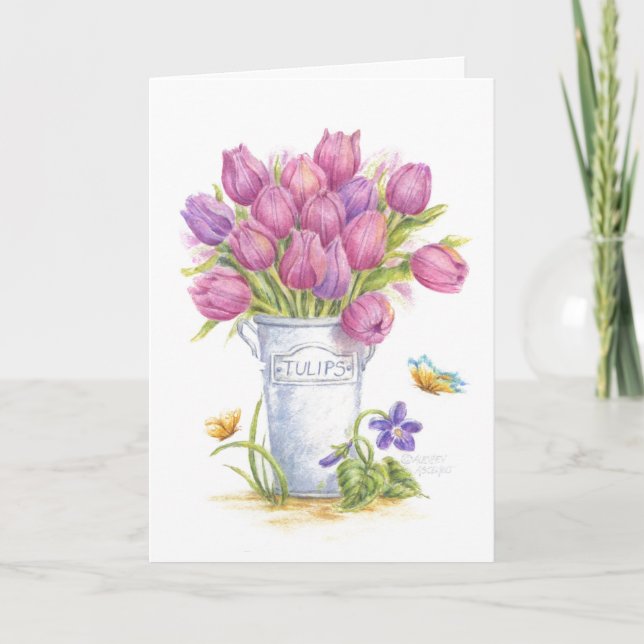 Birthday Tulip Pail Greeting Card (Front)