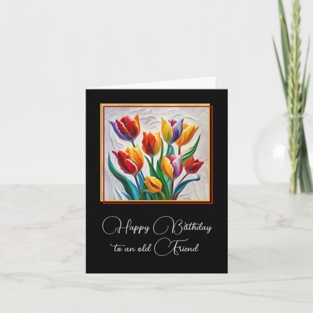 Birthday Tulip Painting Card (Front)