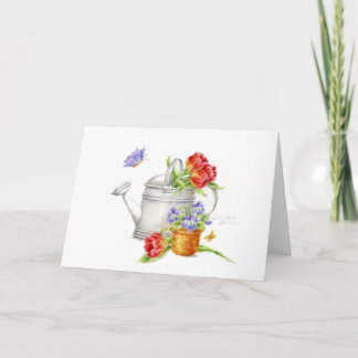 Birthday Tulip Watering Can Wishes Blessings Card