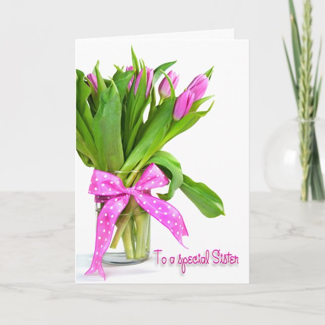 Birthday Tulips for Sister Card (Front)