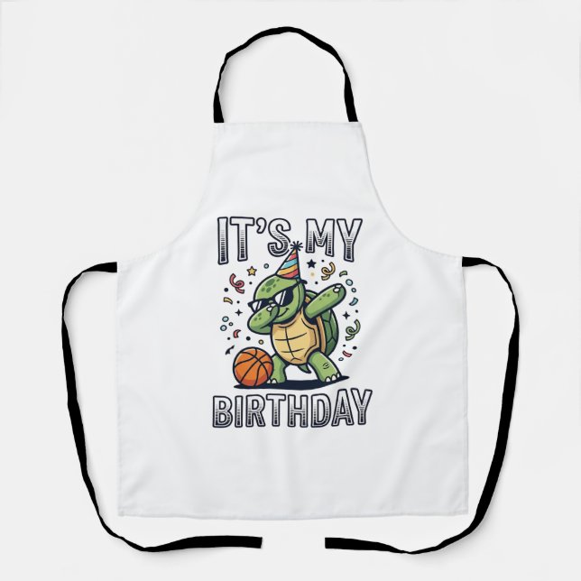 Birthday Turtle Basketball Party Vector Design_1 Apron (Front)