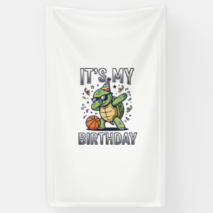 Birthday Turtle Basketball Party Vector Design_1 Banner