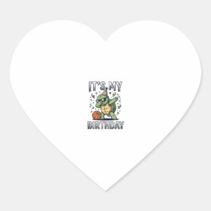Birthday Turtle Basketball Party Vector Design_1 Heart Sticker