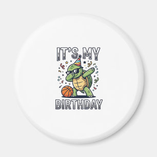 Birthday Turtle Basketball Party Vector Design_1 Magnet