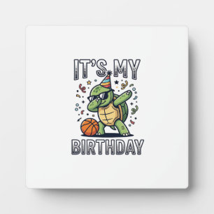 Birthday Turtle Basketball Party Vector Design_1 Plaque
