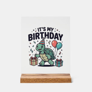 Birthday Turtle Party Vector Design_1 Acrylic Sign