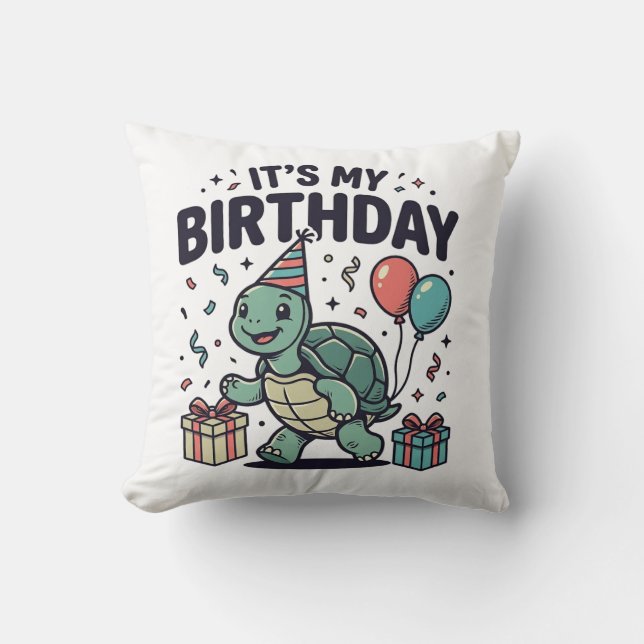 Birthday Turtle Party Vector Design_1 Cushion (Front)