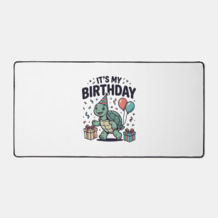 Birthday Turtle Party Vector Design_1 Desk Mat