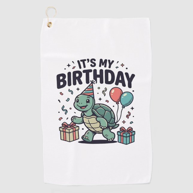 Birthday Turtle Party Vector Design_1 Golf Towel (Front)