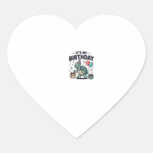 Birthday Turtle Party Vector Design_1 Heart Sticker