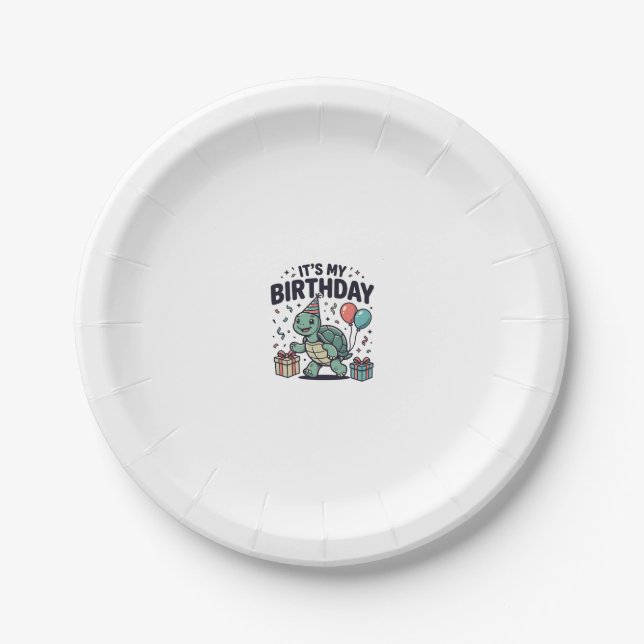 Birthday Turtle Party Vector Design_1 Paper Plate (Front)