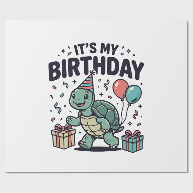 Birthday Turtle Party Vector Design_1 Wrapping Paper (Flat)