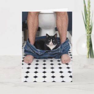 Birthday Tuxedo Cat Funny Bathroom Moment Card