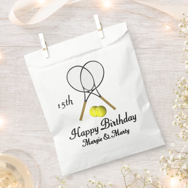 Birthday Twins Tennis Sports Congratulations Favour Bags (Clipped)