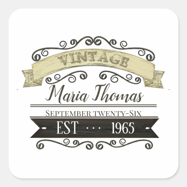 Birthday Typography Funny Aged To Perfection  Square Sticker (Front)