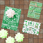 Birthday Typography Green Any Age Add Kids Name Wrapping Paper Sheet<br><div class="desc">Design your own wrapping paper with name in this cute birthday green and white typography design for any age where you can easily add your kid's name and age. Created for boys or girls and children or adults of any age, this word cloud style personalised birthday wrapping paper assortment is...</div>