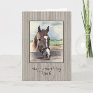 Birthday, Uncle, Brown Horse with Bridle Card