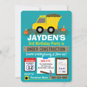Birthday Under Construction Invitation