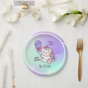 Birthday Unicorn! Child Happy birthday  Paper Plate