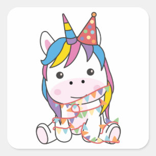 Birthday Unicorn For Kids A Birthday Square Sticke Sticker