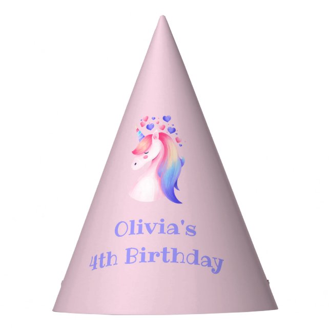 birthday unicorn party paper hat (Front)