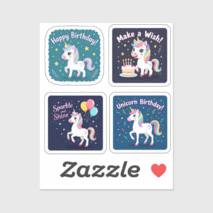 Birthday Unicorn Vector Collage – Cute Magical Uni