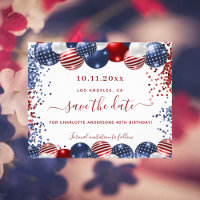 Birthday USA red white blue budget save the date
