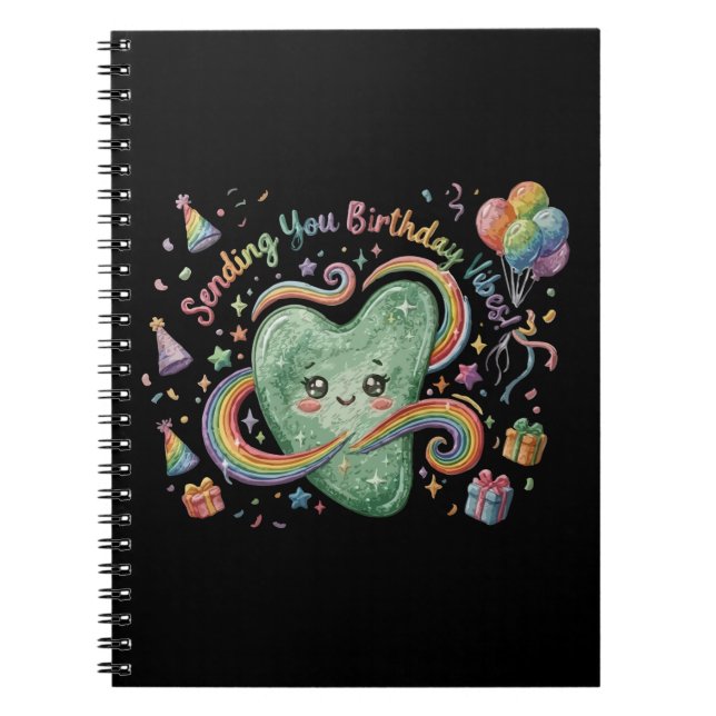 Birthday Vibes Cute Heart Rainbow Notebook (Front)