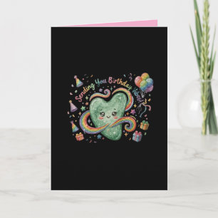 Birthday Vibes Cute Heart Rainbow Thank You Card