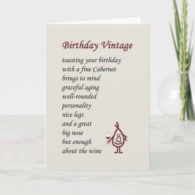 Birthday Vintage - a funny birthday poem Card (Front)