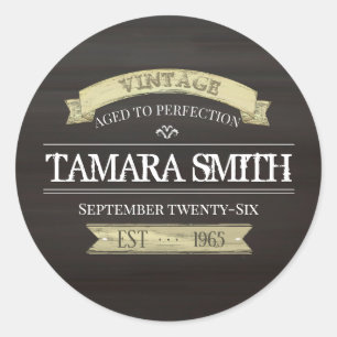 Birthday Vintage Aged to Perfection Modern Favour Classic Round Sticker