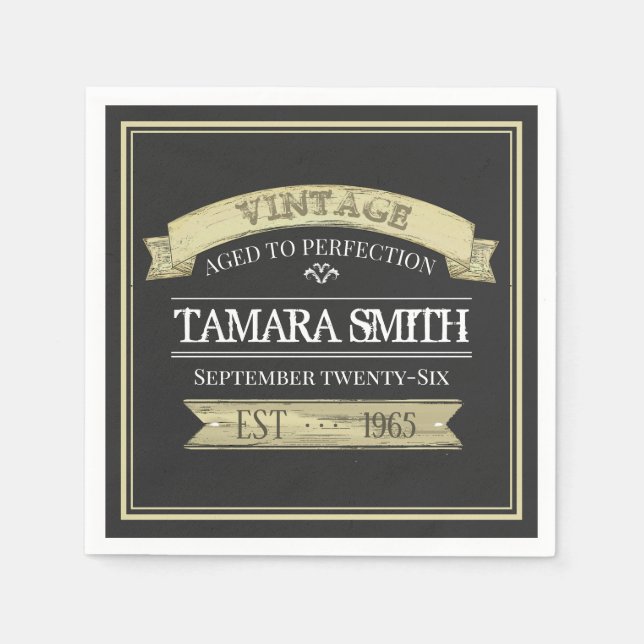  Birthday Vintage Aged to Perfection Modern Napkin (Front)