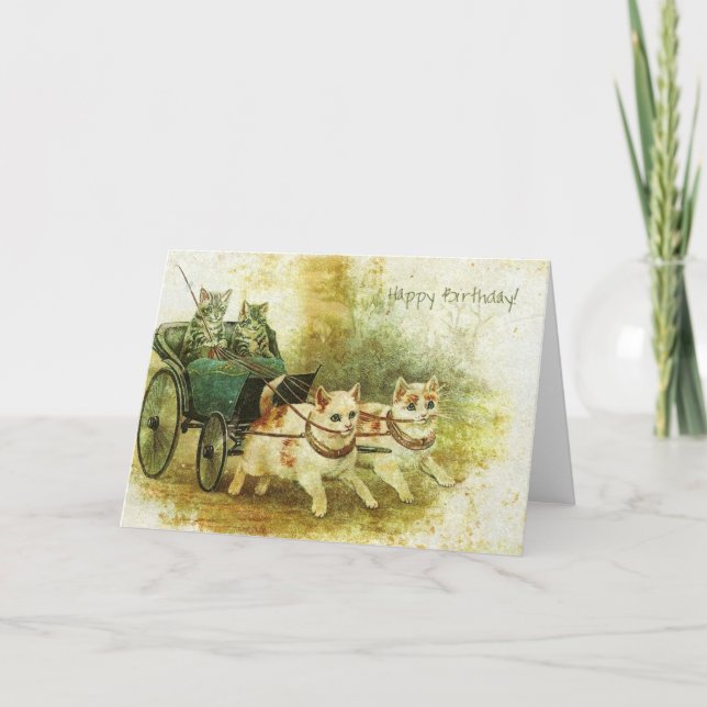 Birthday Vintage Cats Card (Front)