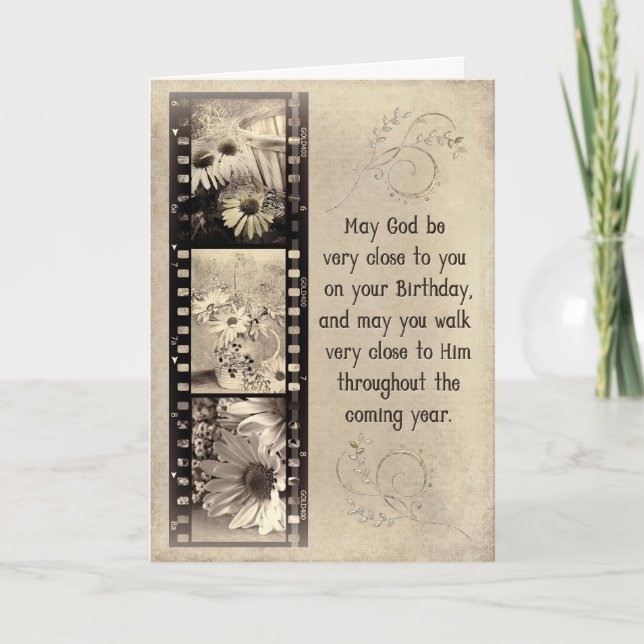 Birthday vintage daisy filmstrip card (Front)