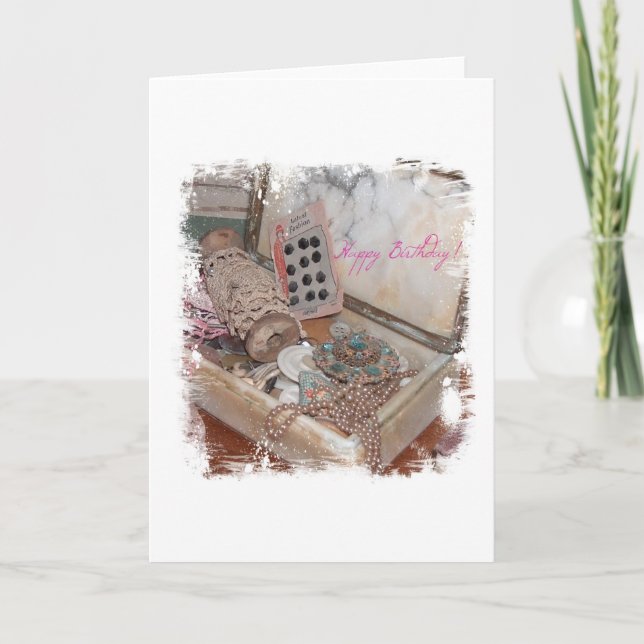 Birthday Vintage Jewerly and Buttons Card (Front)