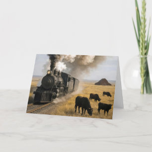 Birthday Vintage Locomotive Train  Card