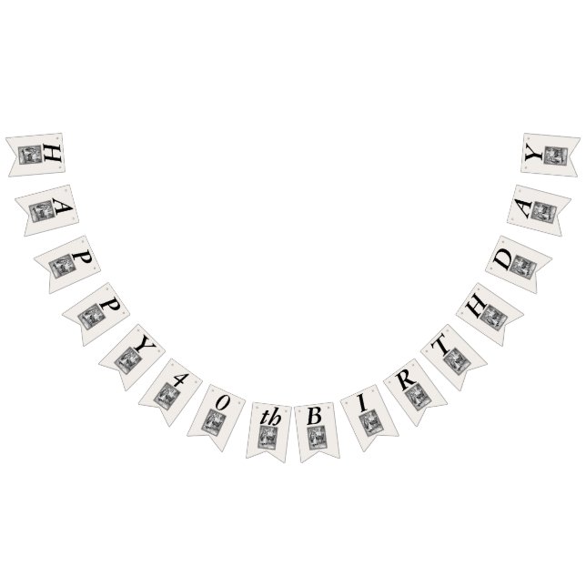 Birthday Vintage Riding Hood Wolf Black White Bunting (All)