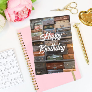 Birthday Vintage Suitcase Travel Retro Cool Photo Card