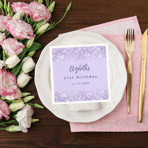 Birthday violet confetti elegant napkin